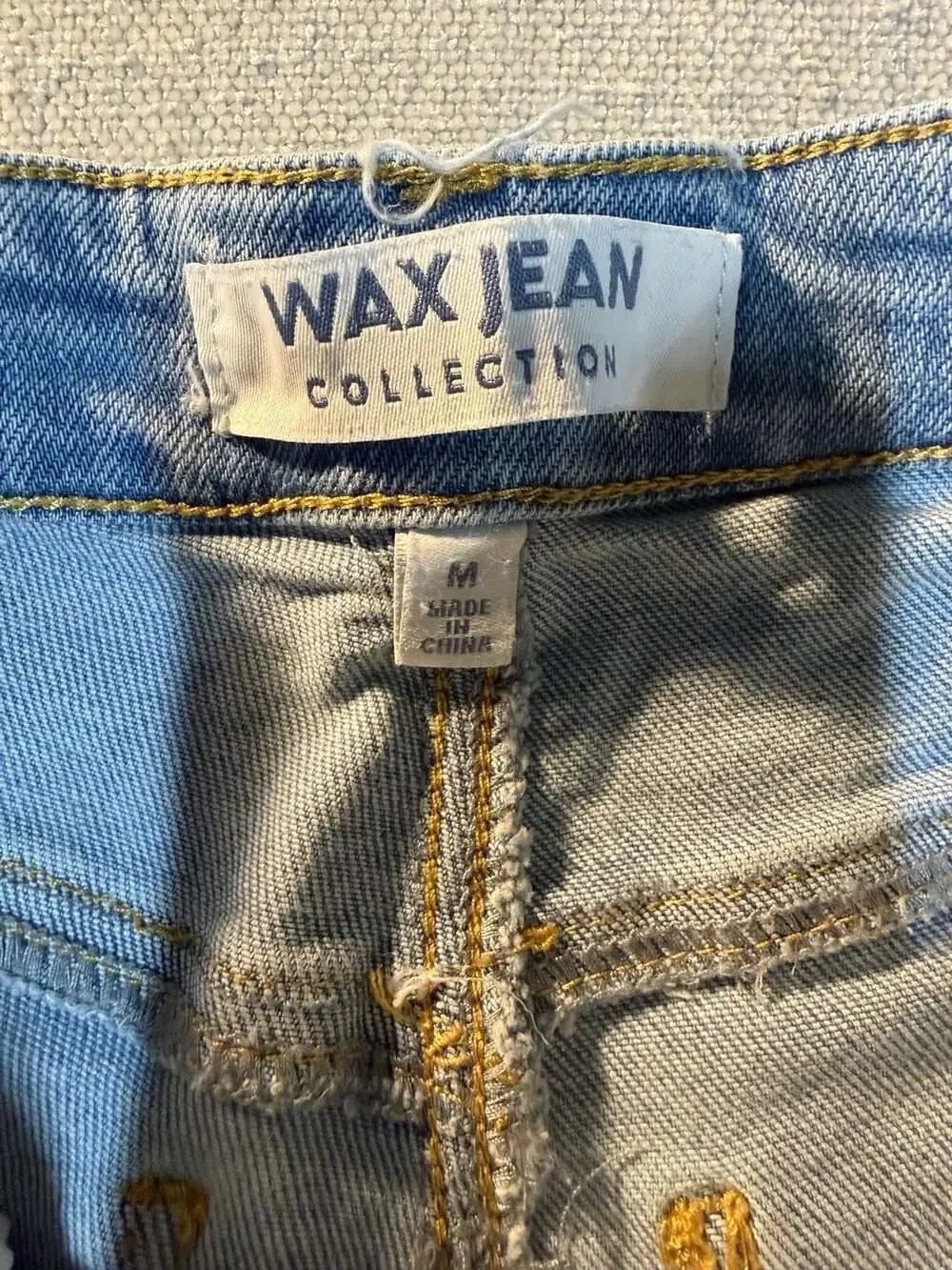 Wax Jean Collection Distressed Raw Hem Denim Shorts, Medium